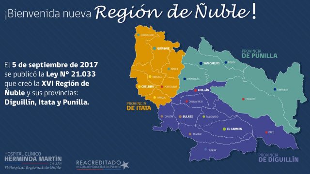 Imagen del mapa de la Nueva Región de Ñuble 